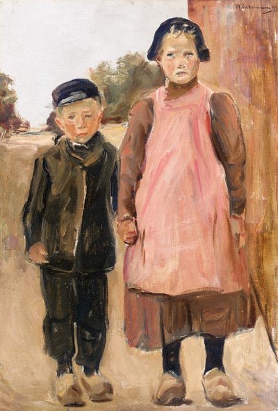 Junge und Mädchen auf der Dorfstraße von Max Liebermann